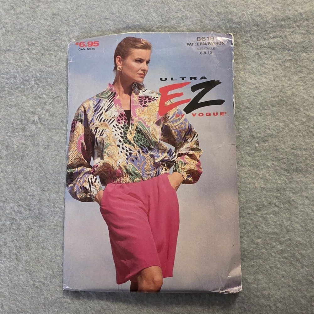Vogue Ultra EZ 8616 Jacket Sewing Pattern Womens Size 6-8-10